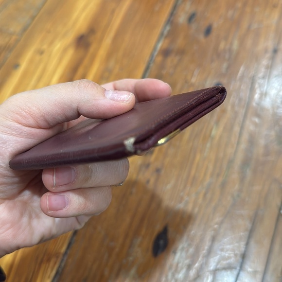 Vintage Cartier Paris Leather Compact Wallet Change Purse Burgundy and gold - Picture 5 of 11